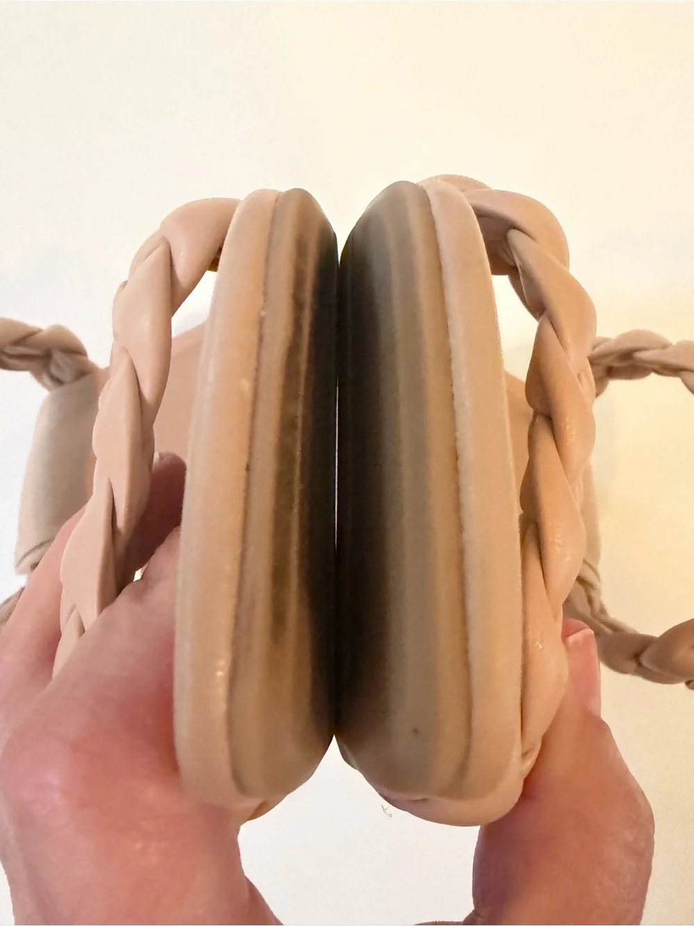 a new day Braided Double-Strap Slide Heels - Nude Beige EUC size 7.5